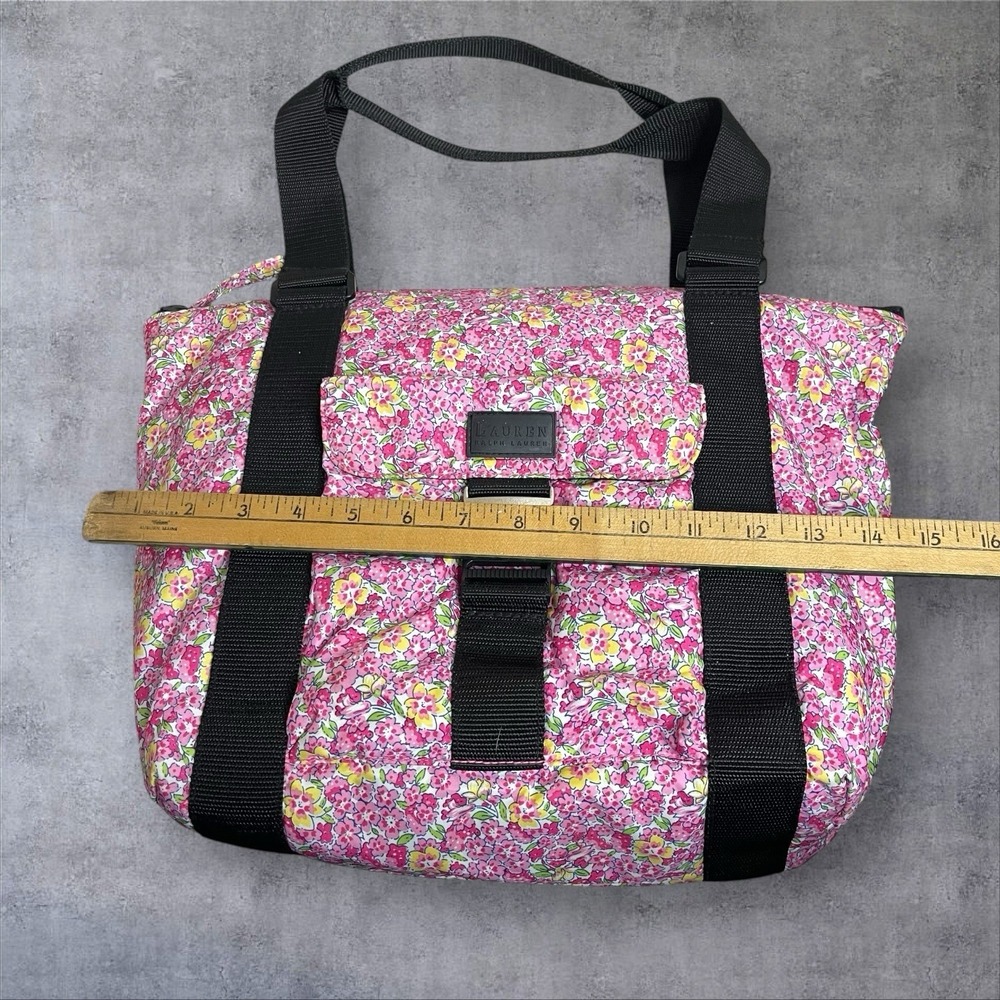 Lauren Ralph Lauren Pink Floral Shoulder Handbag‎ Diaper Bag Tote Beach Cruise - Picture 9 of 12